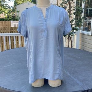 ⚜️Attention Baby Blue Dressy Casual Short Sleeve Blouse!
